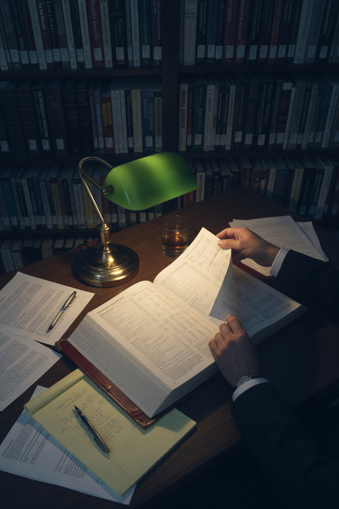 Deep study desk with technical bitcoin books and notes